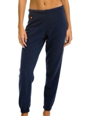 Aviator Nation Navy Logo Sweatpants - Size Medium - Made in USA Preppy Y2K